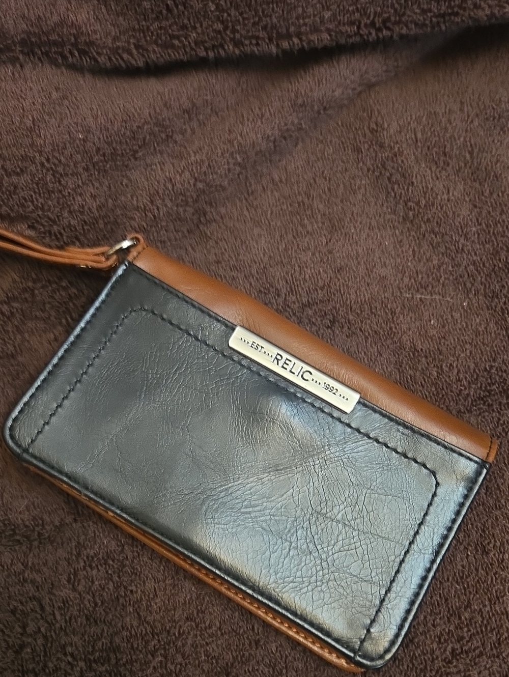 Relic Black and Brown Zip Wristlet Wallet